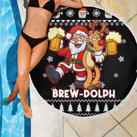 Christmas Brewdolph Reindeer Beach Blanket Xmas Holiday Patterns - Wonder Print Shop