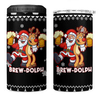 Christmas Brewdolph Reindeer 4 in 1 Can Cooler Tumbler Xmas Holiday Patterns - Wonder Print Shop