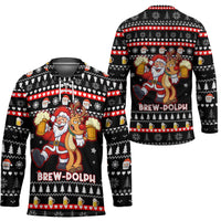 Christmas Brewdolph Reindeer Hockey Jersey Xmas Holiday Patterns - Wonder Print Shop