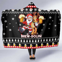 Christmas Brewdolph Reindeer Hooded Blanket Xmas Holiday Patterns - Wonder Print Shop