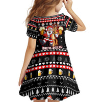 Christmas Brewdolph Reindeer Kid Short Sleeve Dress Xmas Holiday Patterns - Wonder Print Shop