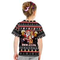 Christmas Brewdolph Reindeer Kid T Shirt Xmas Holiday Patterns - Wonder Print Shop