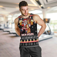 Christmas Brewdolph Reindeer Men Tank Top Xmas Holiday Patterns - Wonder Print Shop
