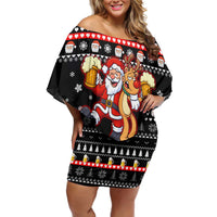 Christmas Brewdolph Reindeer Off Shoulder Short Dress Xmas Holiday Patterns - Wonder Print Shop