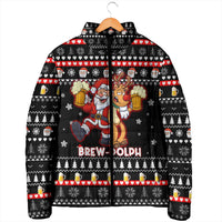 Christmas Brewdolph Reindeer Padded Jacket Xmas Holiday Patterns - Wonder Print Shop