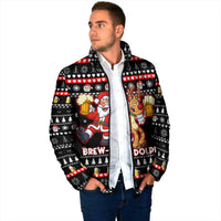 Christmas Brewdolph Reindeer Padded Jacket Xmas Holiday Patterns - Wonder Print Shop