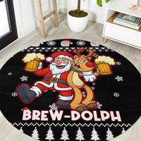 Christmas Brewdolph Reindeer Round Carpet Xmas Holiday Patterns - Wonder Print Shop