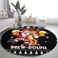 Christmas Brewdolph Reindeer Round Carpet Xmas Holiday Patterns - Wonder Print Shop