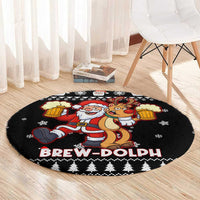 Christmas Brewdolph Reindeer Round Carpet Xmas Holiday Patterns - Wonder Print Shop