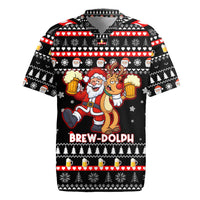 Christmas Brewdolph Reindeer Rugby Jersey Xmas Holiday Patterns - Wonder Print Shop
