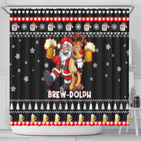 Christmas Brewdolph Reindeer Shower Curtain Xmas Holiday Patterns - Wonder Print Shop