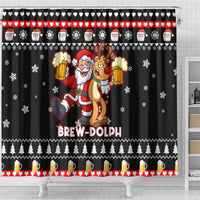 Christmas Brewdolph Reindeer Shower Curtain Xmas Holiday Patterns - Wonder Print Shop