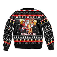 Christmas Brewdolph Reindeer Sleeve Zip Bomber Jacket Xmas Holiday Patterns - Wonder Print Shop
