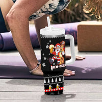 Christmas Brewdolph Reindeer Tumbler With Handle Xmas Holiday Patterns - Wonder Print Shop