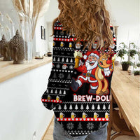 Christmas Brewdolph Reindeer Women Casual Shirt Xmas Holiday Patterns - Wonder Print Shop