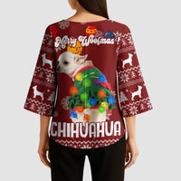 Chihuahua Dog Attitude Christmas Kimono Sleeve Blouse Xmas Holiday Patterns - Wonder Print Shop