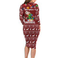 Chihuahua Dog Attitude Christmas Long Sleeve Bodycon Dress Xmas Holiday Patterns - Wonder Print Shop