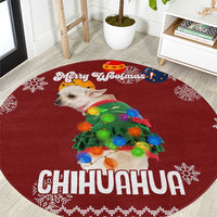 Chihuahua Dog Attitude Christmas Round Carpet Xmas Holiday Patterns - Wonder Print Shop