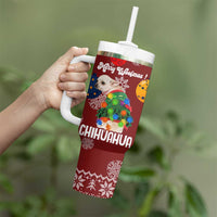 Chihuahua Dog Attitude Christmas Tumbler With Handle Xmas Holiday Patterns - Wonder Print Shop