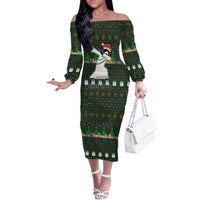 Jesus Birthday Boy Christmas Off The Shoulder Long Sleeve Dress Funny Xmas Holiday Patterns - Wonder Print Shop