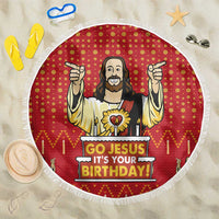 Jesus Birthday Christmas Beach Blanket Funny Xmas Holiday Patterns - Wonder Print Shop