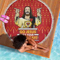 Jesus Birthday Christmas Beach Blanket Funny Xmas Holiday Patterns - Wonder Print Shop