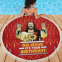 Jesus Birthday Christmas Beach Blanket Funny Xmas Holiday Patterns - Wonder Print Shop