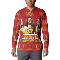Jesus Birthday Christmas Button Sweatshirt Funny Xmas Holiday Patterns - Wonder Print Shop