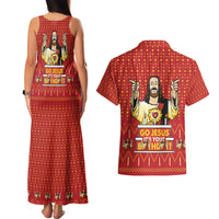 Jesus Birthday Christmas Couples Matching Tank Maxi Dress and Hawaiian Shirt Funny Xmas Holiday Patterns - Wonder Print Shop