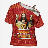 Jesus Birthday Christmas Cross Shoulder Shirt Funny Xmas Holiday Patterns - Wonder Print Shop