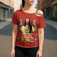 Jesus Birthday Christmas Cross Shoulder Shirt Funny Xmas Holiday Patterns - Wonder Print Shop