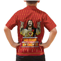 Jesus Birthday Christmas Family Matching Mermaid Dress and Hawaiian Shirt Funny Xmas Holiday Patterns - Wonder Print Shop