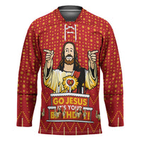 Jesus Birthday Christmas Hockey Jersey Funny Xmas Holiday Patterns - Wonder Print Shop