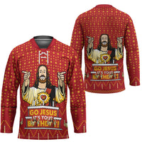 Jesus Birthday Christmas Hockey Jersey Funny Xmas Holiday Patterns - Wonder Print Shop
