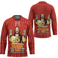 Jesus Birthday Christmas Hockey Jersey Funny Xmas Holiday Patterns - Wonder Print Shop