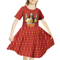 Jesus Birthday Christmas Kid Short Sleeve Dress Funny Xmas Holiday Patterns - Wonder Print Shop