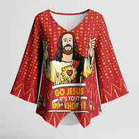 Jesus Birthday Christmas Kimono Sleeve Blouse Funny Xmas Holiday Patterns - Wonder Print Shop