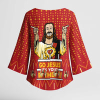 Jesus Birthday Christmas Kimono Sleeve Blouse Funny Xmas Holiday Patterns - Wonder Print Shop