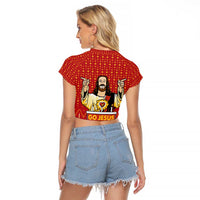 Jesus Birthday Christmas Raglan Cropped T Shirt Funny Xmas Holiday Patterns - Wonder Print Shop