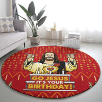 Jesus Birthday Christmas Round Carpet Funny Xmas Holiday Patterns - Wonder Print Shop