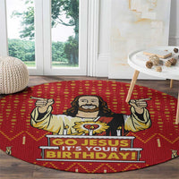 Jesus Birthday Christmas Round Carpet Funny Xmas Holiday Patterns - Wonder Print Shop