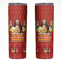 Jesus Birthday Christmas Skinny Tumbler Funny Xmas Holiday Patterns - Wonder Print Shop