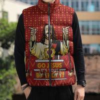 Jesus Birthday Christmas Sleeveless Puffer Jacket Funny Xmas Holiday Patterns - Wonder Print Shop