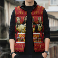 Jesus Birthday Christmas Sleeveless Puffer Jacket Funny Xmas Holiday Patterns - Wonder Print Shop