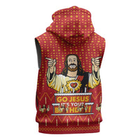 Jesus Birthday Christmas Sleeveless Zip Hoodie Funny Xmas Holiday Patterns - Wonder Print Shop