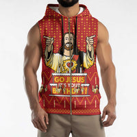 Jesus Birthday Christmas Sleeveless Zip Hoodie Funny Xmas Holiday Patterns - Wonder Print Shop