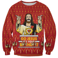 Jesus Birthday Christmas Sweatshirt Funny Xmas Holiday Patterns - Wonder Print Shop