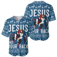 Jesus Has Your Back Jiu Jitsu Christmas Baseball Jersey Funny Xmas Holiday Patterns - Wonder Print Shop