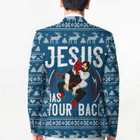 Jesus Has Your Back Jiu Jitsu Christmas Blazer Funny Xmas Holiday Patterns - Wonder Print Shop