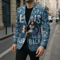 Jesus Has Your Back Jiu Jitsu Christmas Blazer Funny Xmas Holiday Patterns - Wonder Print Shop